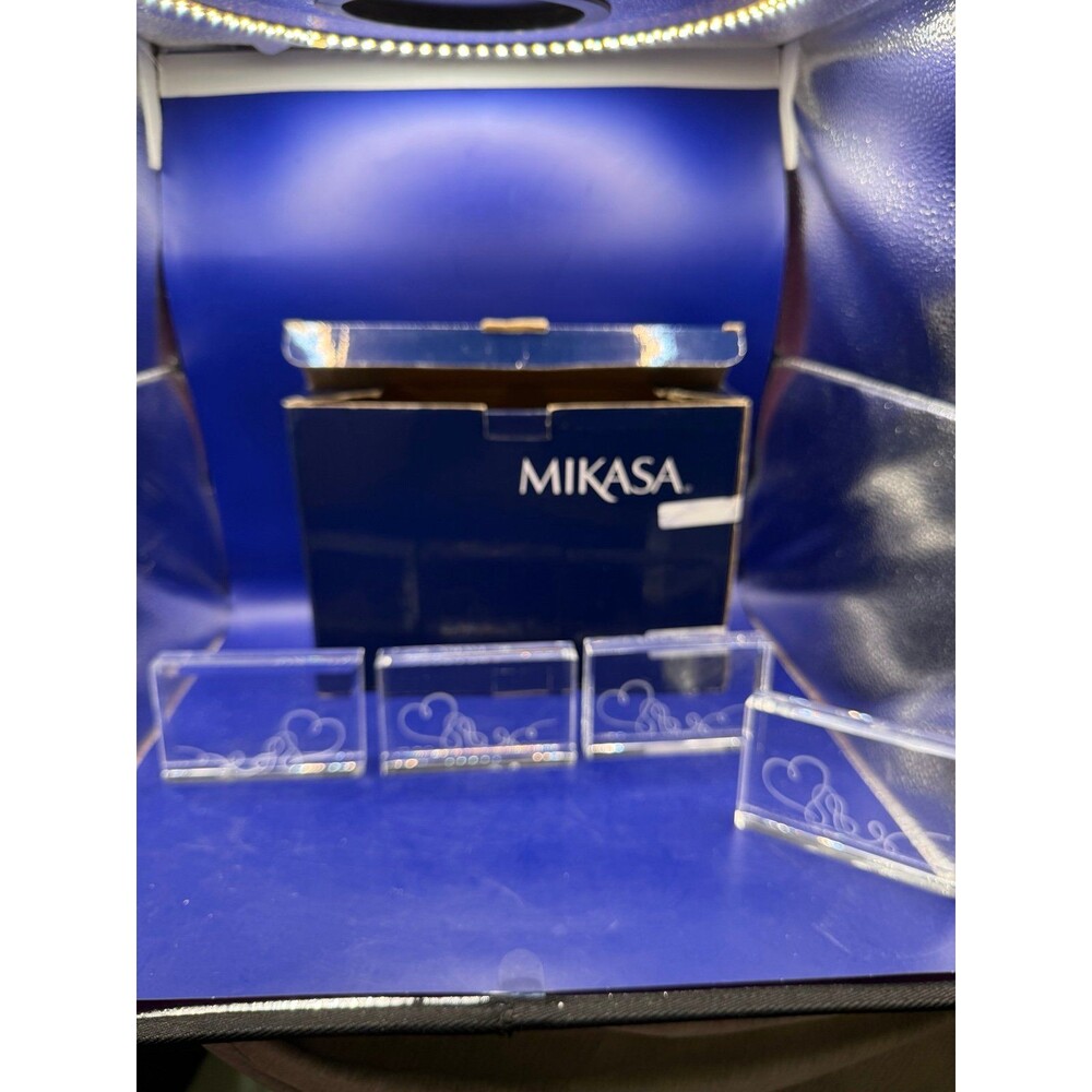Mikasa Love Story Crystal Place Card Holders Mini Frames Set of 4 Wedding